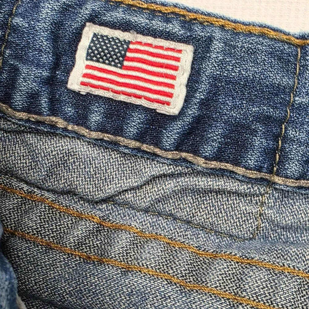 True Religion Ricky Super T Straight Leg Jeans Mens 36x34 Distressed Y2K Vintage